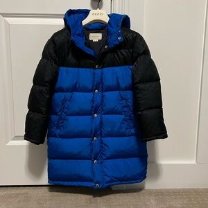 Gucci Kids Padded Nylon Puffer Jacket GG Navy/Visa big kid 8 yrs